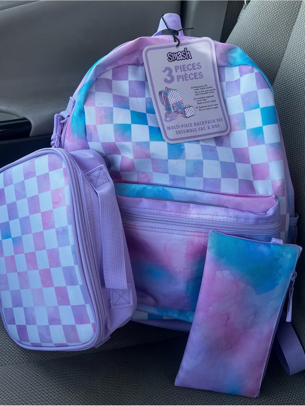 Kids' SmashTie-Dye & Checker Backpack Set - 3 Piece